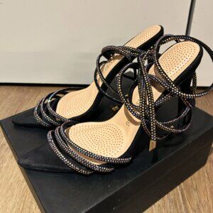 Azalea Wang Brandy with Black AB Rhinestones Sandal